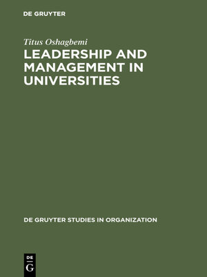 cover image of Leadership and Management in Universities